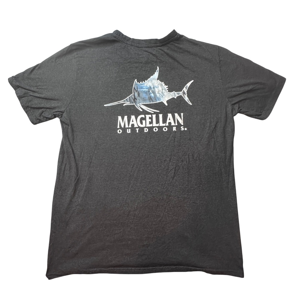 Magellan Outdoors T Shirt Mens L Gray Marlin Graphic Short Sleeve Fishing Tee